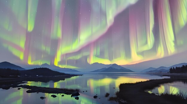 Foto bellissima aurora boreale per lo sfondo del desktop