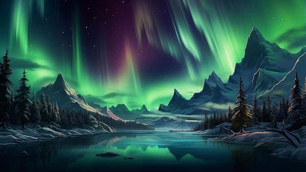 Beautiful aurora northern lights