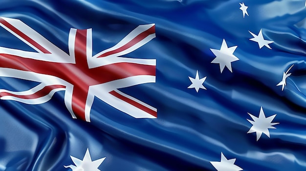 Photo a beautiful australian flag waving in the wind the flag is a symbol of australias national identity and pride