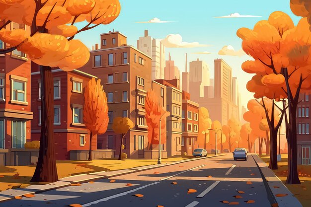 Beautiful autumn in a beautiful modern city