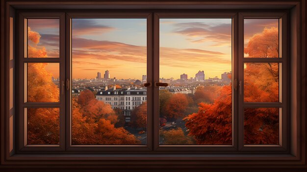 a beautiful autumn cityscape