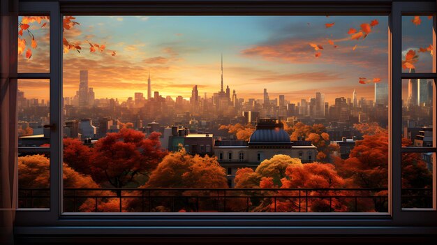 a beautiful autumn cityscape