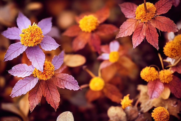 Photo beautiful autumn flowers composition background