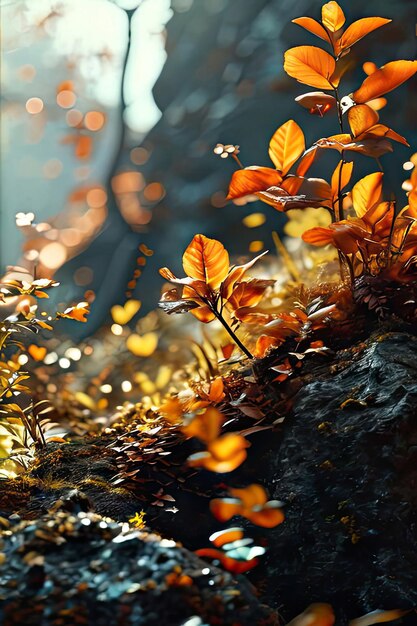 Beautiful autumn forest Fall season concept Colorful foliage