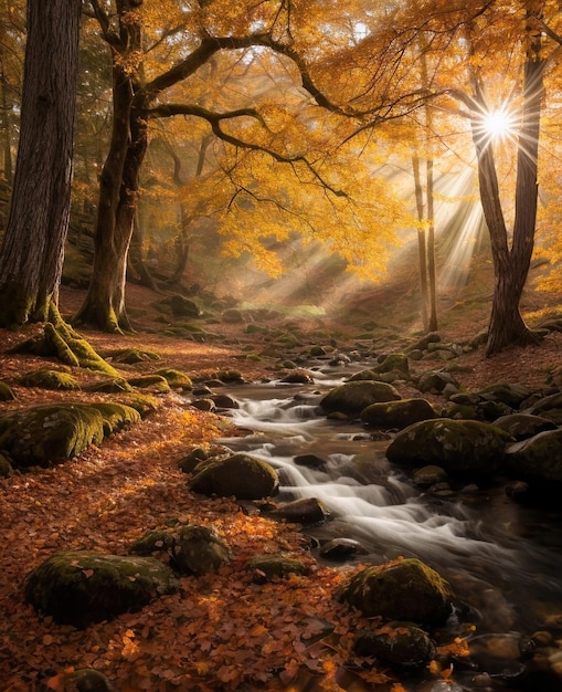 beautiful autumn forest realistic image