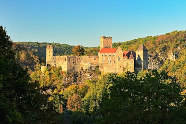 Beautiful autumn landscape in Austria with a nice old Hardegg castle