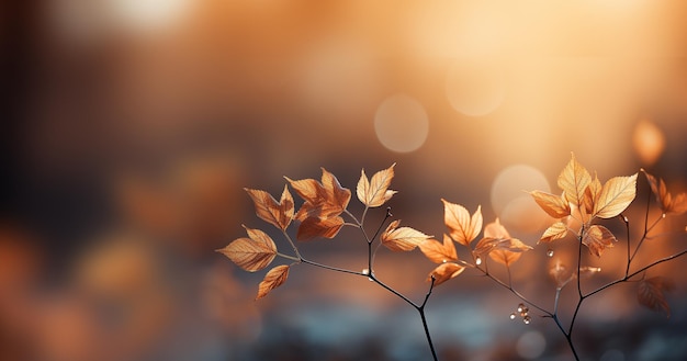 Beautiful autumn landscape with brown and orange colored trees and sunlight colorful foliage the