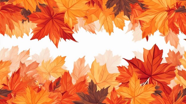 Beautiful autumn leaves decorative seamless border flower generative ai