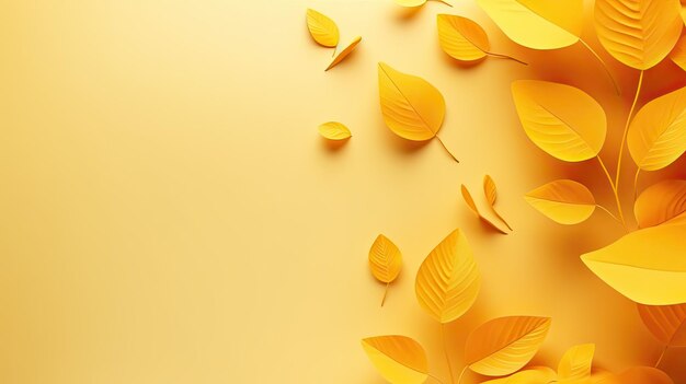 Photo beautiful autumn leaves foliage on yellow background