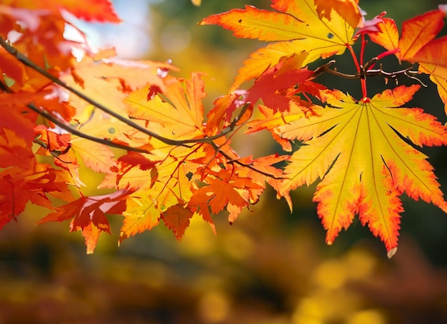 Beautiful autumn leaves with blur background