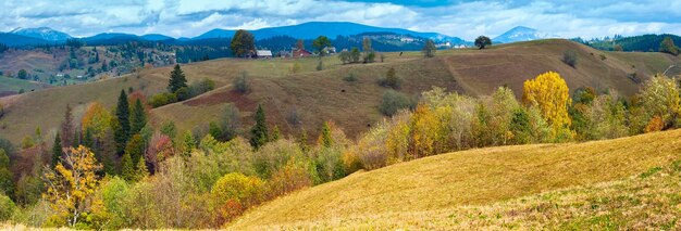 Beautiful autumn mountain country panorama (Carpathian. Ukraine).