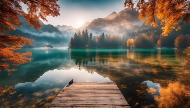 Photo beautiful autumn scene of hintersee lake