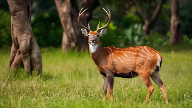 Photo beautiful axis deer from sundarbans tiger reserve in india