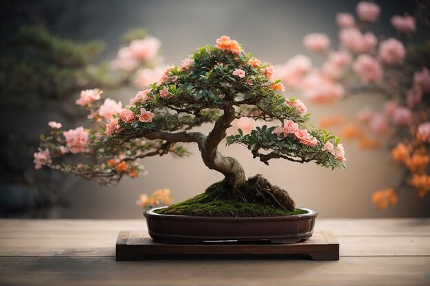 美しいアザレア 盆栽植物 ボンサイ 花の木