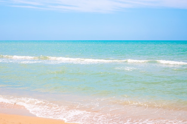 Beautiful azure sea and blue sky on the horizon. Idyllic sea landscape.