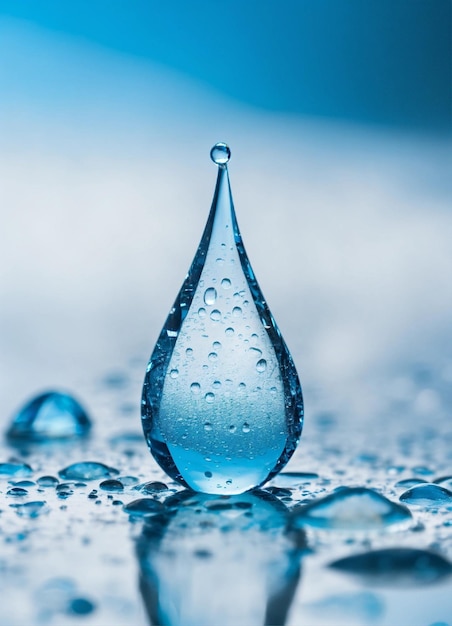 美しい赤ちゃんの青い雨の滴 クリスタル白い背景 質感なし