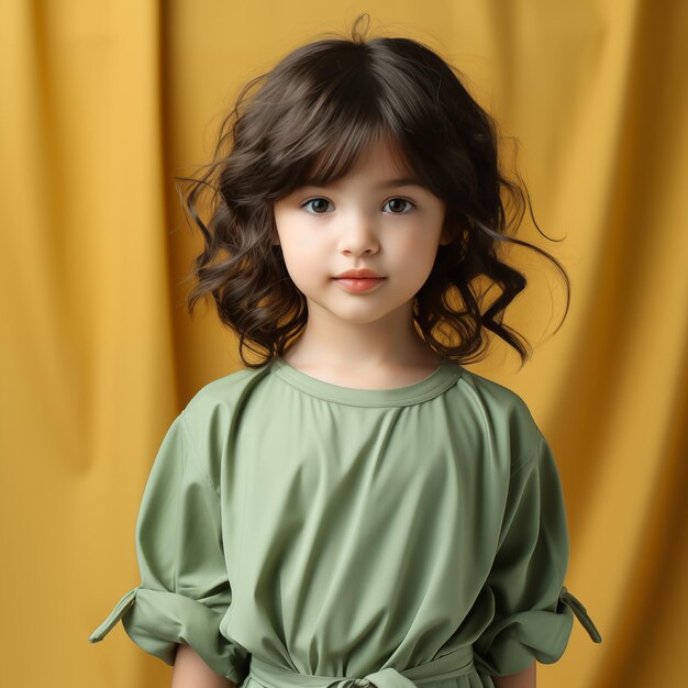 Photo beautiful baby girl in funny pose on pastel background