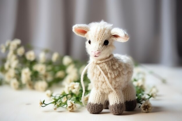 Photo beautiful baby goat crochet knitting sewing illustration