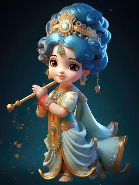 Прекрасная малышка богиня Рада с флейтой