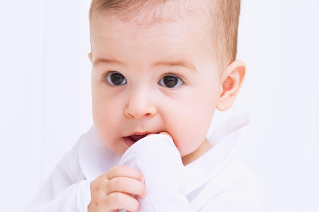 Beautiful baby portrait on white background