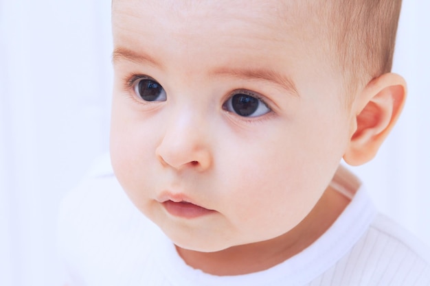 Beautiful baby portrait on white background