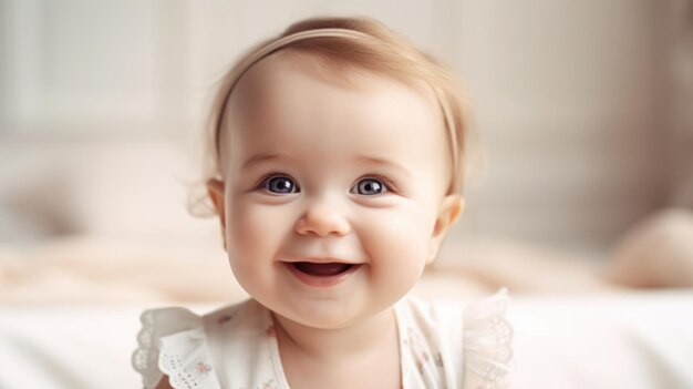 Foto bellissimo bambino sorridente in sfondo chiaro