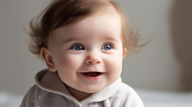 Photo beautiful baby smilling in light background