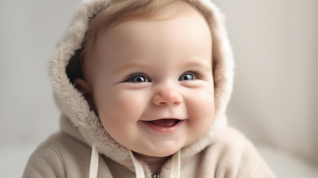 Photo beautiful baby smilling in light background