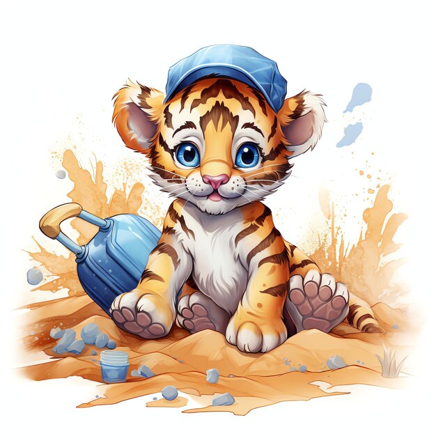 Foto bellissima illustrazione di clipart della scuola materna baby tiger