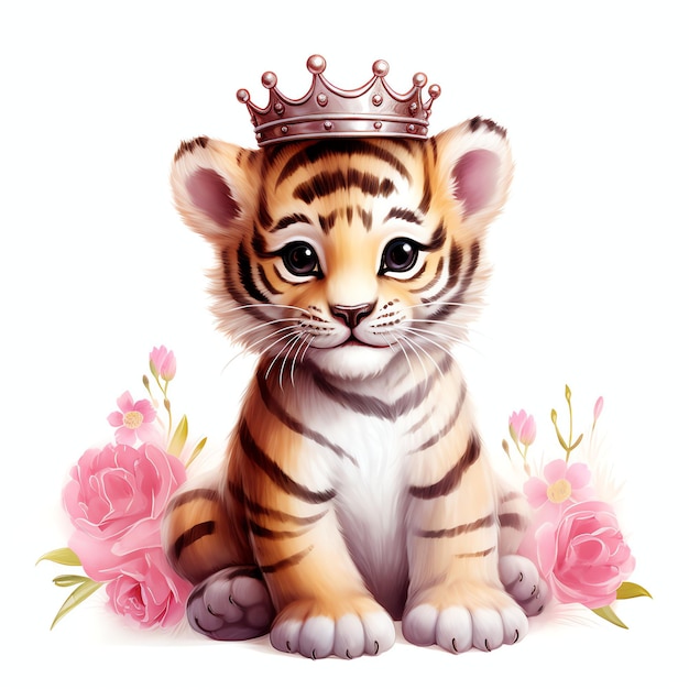 beautiful Baby Tiger nursery clipart illustration