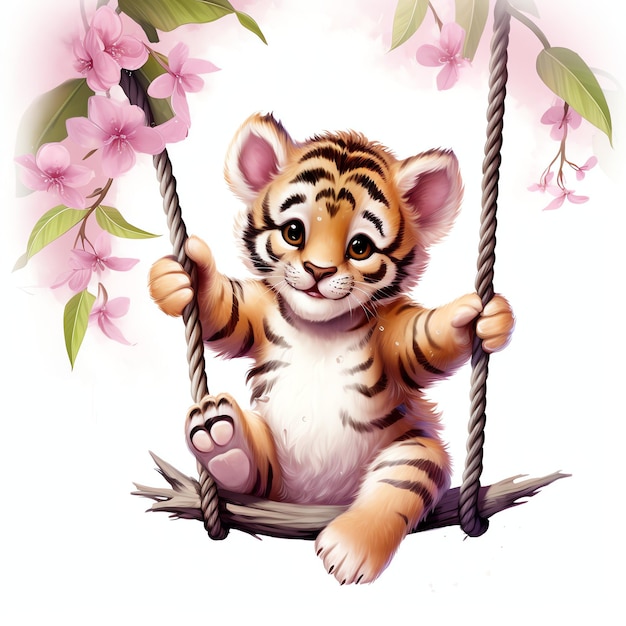 beautiful Baby Tiger nursery clipart illustration
