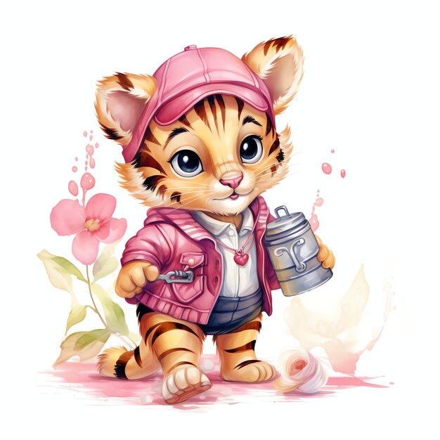 Foto bellissima illustrazione di clipart della scuola materna baby tiger