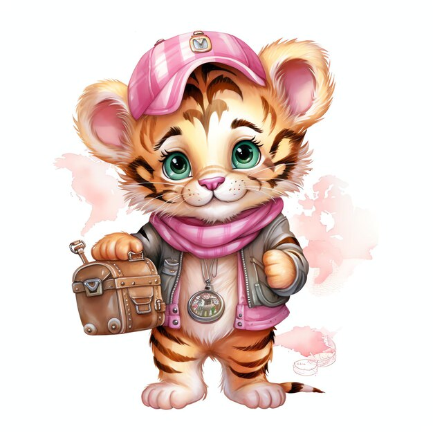 Foto bellissima illustrazione di clipart della scuola materna baby tiger