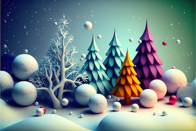 Beautiful background 3d decorated Christmas. Christmas mood 2023. Great photo for greeting cards.hap