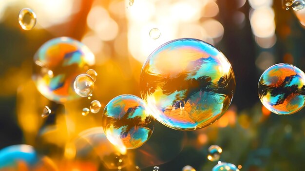 Beautiful background blurred image with soap bubbles