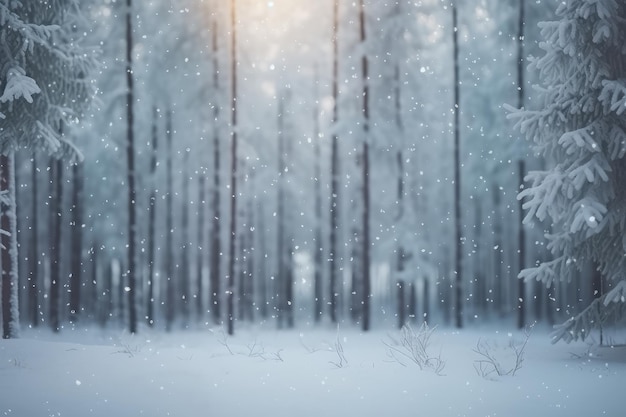 눈 덮인 아침 겨울의 아름다운 배경 이미지