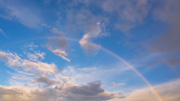 Beautiful background of Rainbow and blue sky Part of the rainbow