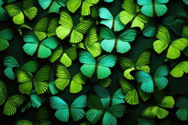 Beautiful background of tropical green butterflies