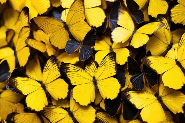 Beautiful background of tropical yellow butterflies