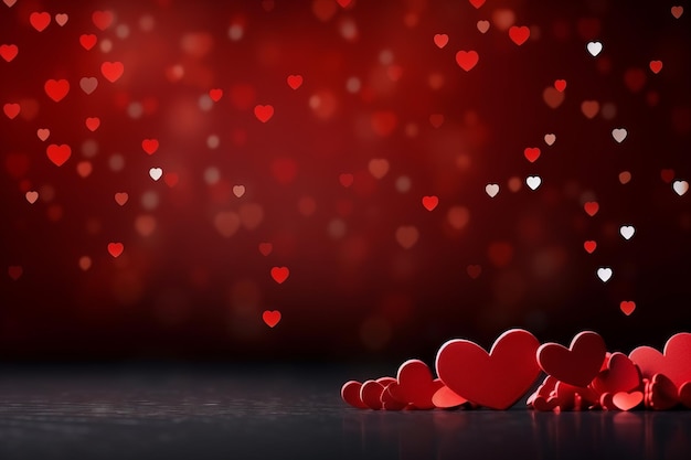 Beautiful background for a valentine's day card with red hearts generative ai