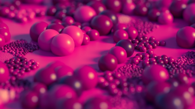 Beautiful background with balls, science, molecule, atom. 3d illustration, 3d rendering.