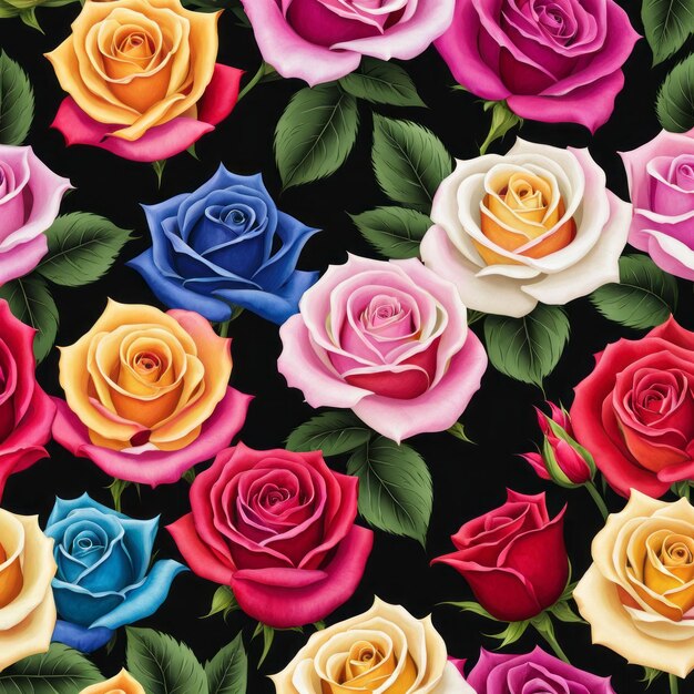 Красивый фон с разноцветными розами в виде букета