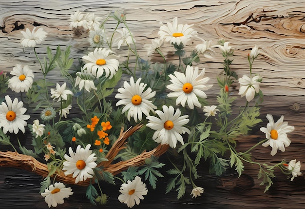 beautiful background with daisies