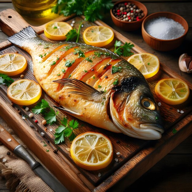 Photo beautiful baked fish