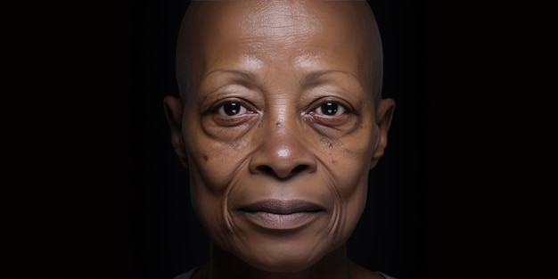 A beautiful bald woman undergoing chemotherapy in the prevention and treatment of breast cancer