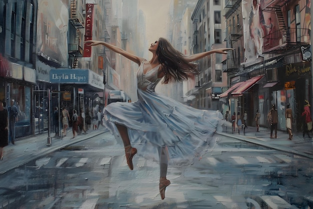 Photo beautiful ballerina dancing in new york city