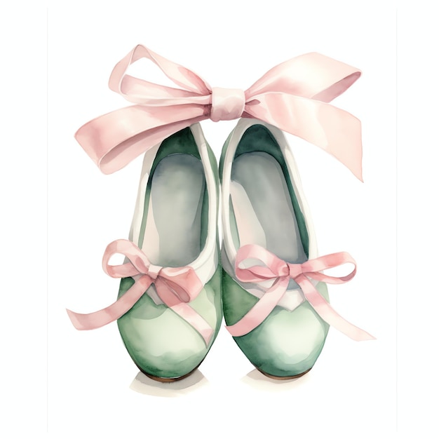 beautiful ballet shoes simple life accessory for spring or summer day in neutral green botanical