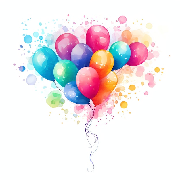 beautiful Balloon Colors and Patterns watercolor Carnival clipart illustration