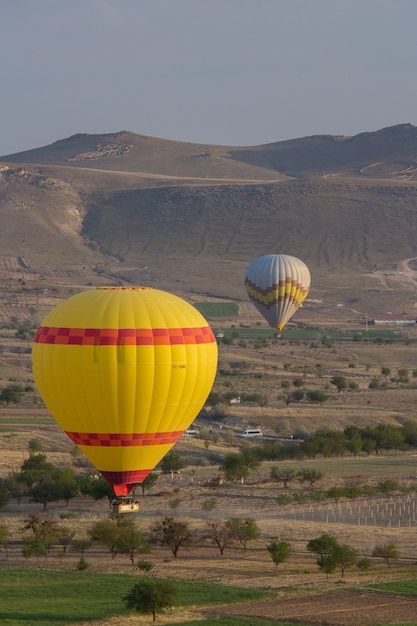 Beautiful balloon and landscape view at cappadocia Turkey.