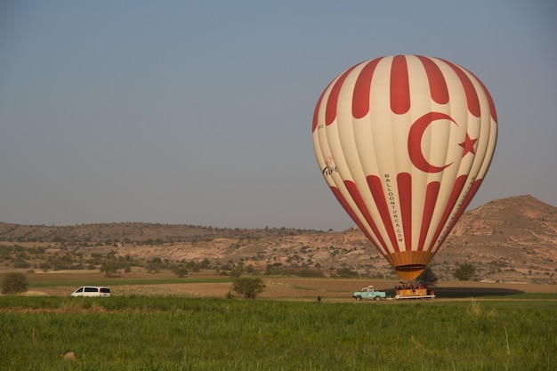 Beautiful balloon and landscape view at cappadocia Turkey.